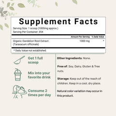 Micro Ingredients Dandelion Root Tea Powder scoop included for precise measurements.
