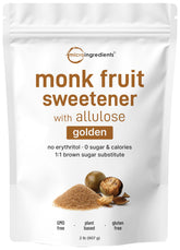 Micro Ingredients Golden Monk Fruit Sweetener 2lb pack for bulk baking and easy 1:1 substitution.