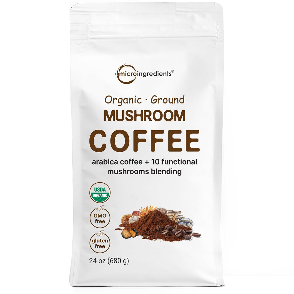 Micro Ingredients 10 in 1 mushroom coffee pouch with premium arabica for smooth energy.