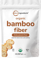 Micro Ingredients Organic Bamboo Fiber Powder 2lb pours for keto baking and low-carb meals