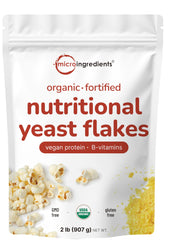 Micro Ingredients organic fortified nutritional yeast flakes pouch for savory, dairy-free flavor