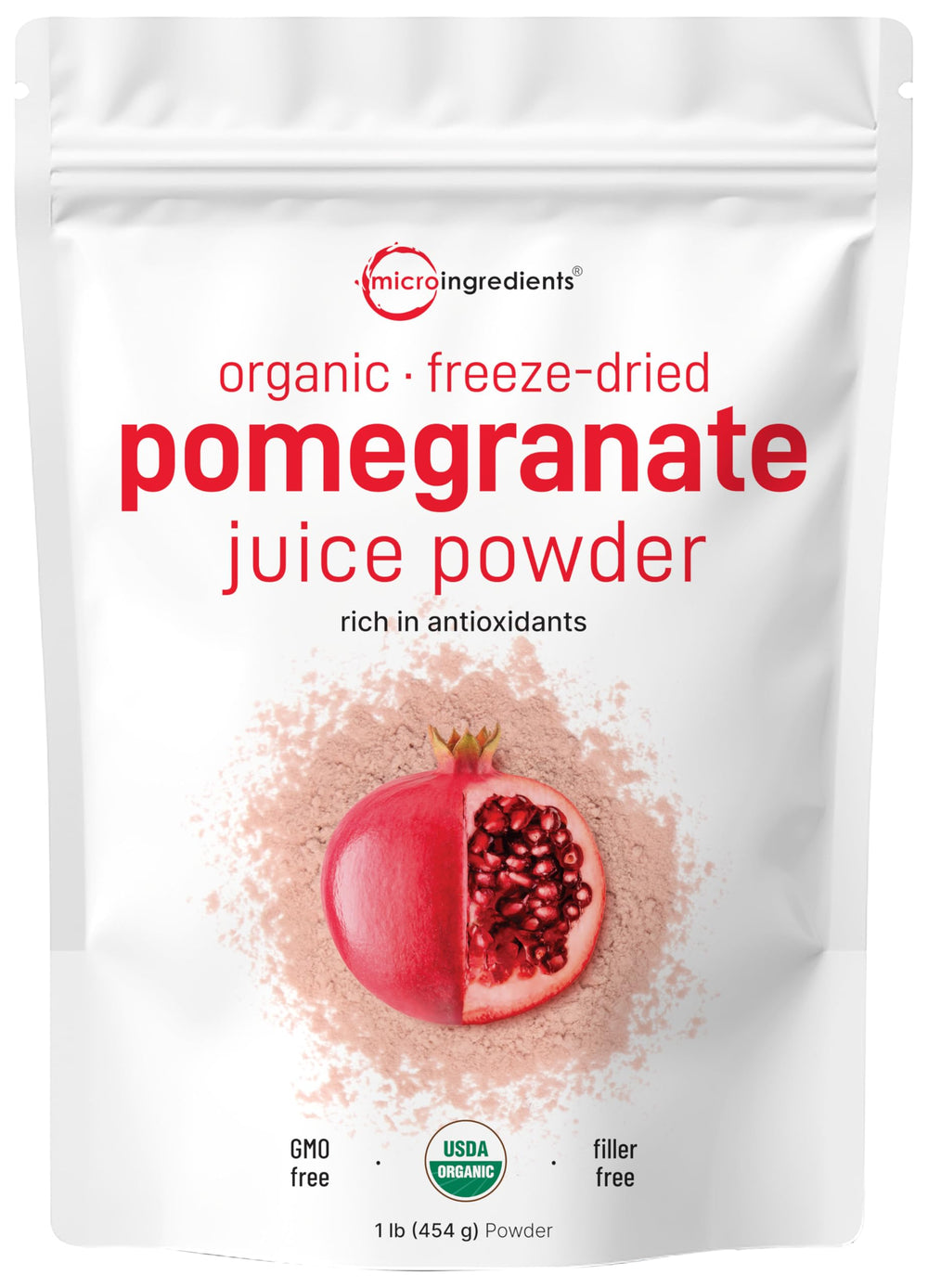 Micro Ingredients Organic Pomegranate Juice Powder bottle for smoothies