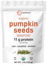 Micro Ingredients Organic Pumpkin Seeds shelled, raw and unsalted for baking and snacking.