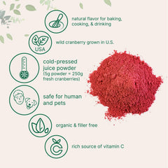 Micro Ingredients scoop included beside cranberry powder container for precise serving
