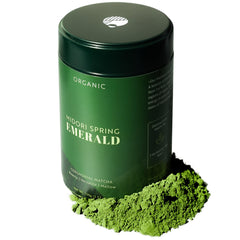Midori Spring Emerald ceremonial matcha powder with vibrant color for whisked drinks