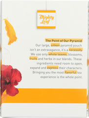 Mighty Leaf African Nectar tea brewed cup highlighting rooibos and fruity notes.