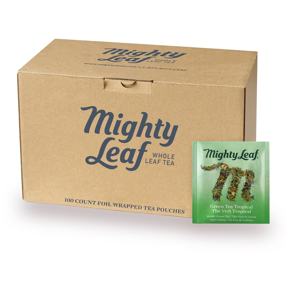 Mighty Leaf Green Tea Tropical pineapple aroma for a refreshing morning boost.