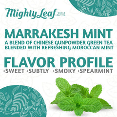 Hot or iced brewing with Mighty Leaf Marrakesh Mint for versatile refreshment.