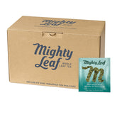 Mighty Leaf Marrakesh Mint tea pouches in foil wrap preserve freshness for a crisp brew.