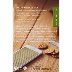 Mighty Leaf Organic Green Dragon packaging highlights hand-stitched bags.