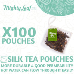 Mighty Leaf Silken Pyramid Tea Bags allow full infusion and bold flavor.