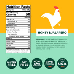 Mighty Spark Honey Jalapeño chicken snack stick close-up highlighting texture and color.