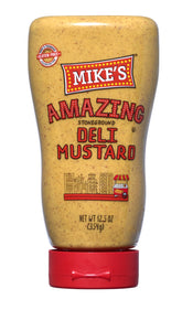 Mike's Amazing Deli Mustard jar with a glossy finish, perfect for sandwiches.
