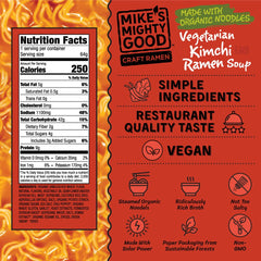 Mike's Mighty Good Craft Ramen noodles close-up highlighting organic, non-GMO ingredients.