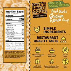 Mike's Mighty Good organic steamed noodles—closeup highlighting premium, non-GMO ingredients.