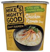 Mike's Mighty Good ramen cup chicken close-up highlighting premium ingredients for quick meals