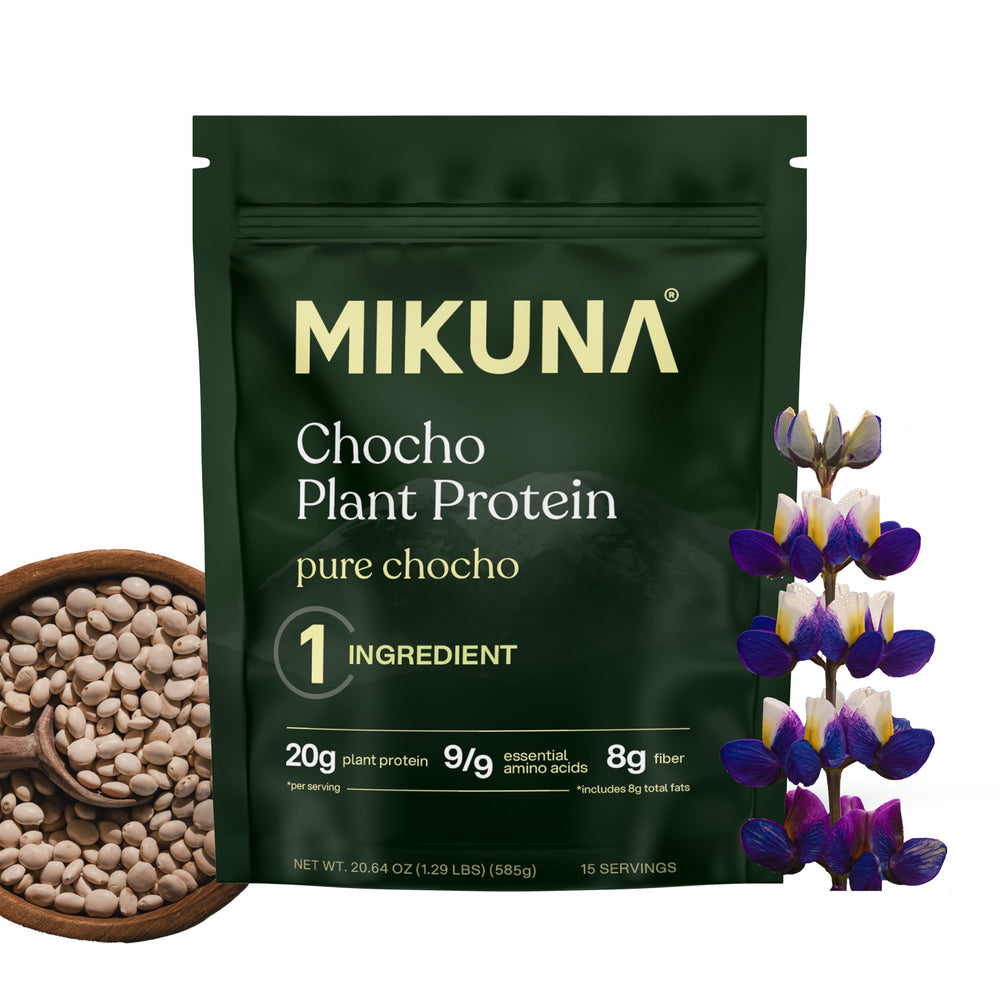 Mikuna Pure Chocho protein powder jar for smoothies and a clean plant protein source