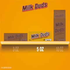 Milk Duds packaging close-up, easy-to-open 5 oz boxes keep treats fresh