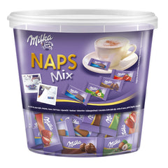 Milka Naps Mix Dose packaging shown for convenient 1 kg office snacking