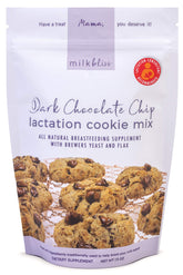MilkBliss dark chocolate chip lactation cookie pack ready to bake for potential milk support.