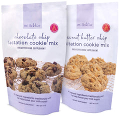 MilkBliss lactation cookie mix with dark chocolate chips; a delicious way to support nursing sessions.