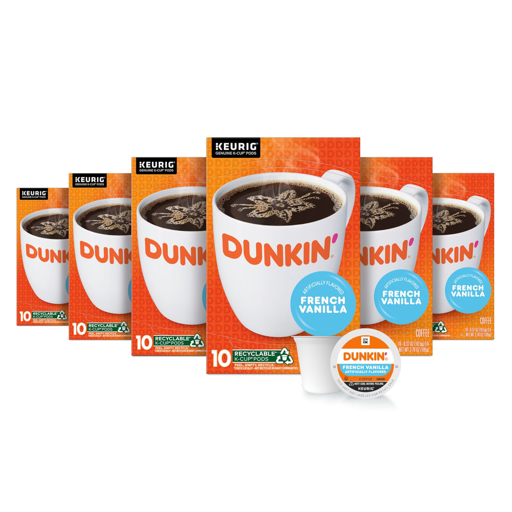Milk-Bone Dunkin’ French Vanilla K-Cup pods box front for quick at-home brewing