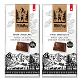 MilkBoy dark coffee 72% bar showing bold aroma, ideal for coffee lovers