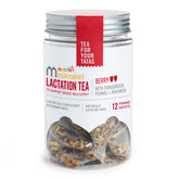 Milkmakers Munchkin Lactation Tea Berry packaging emphasizes organic and caffeine-free formula.