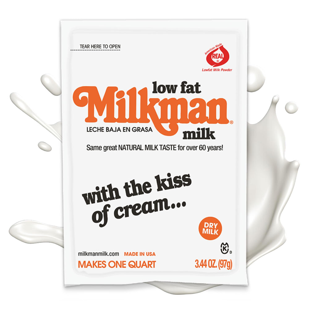 Milkman Low-Fat Milk packet visual for quick, convenient dairy.