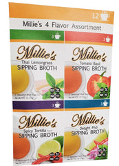 Millie's Sipping Broth steepable vegetable broth bag brewing in a cozy mug moment.