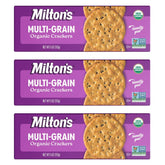 Milton's Craft Bakers multi-grain crackers on a charcuterie board, pairs beautifully with cheeses and spreads.