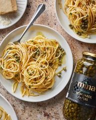 Mina Capers Non Pareil on a kitchen shelf as a ready pantry staple