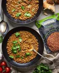 Mina Moroccan Lentils served in a bowl with aromatic Moroccan spices