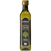 Mina Moroccan olive oil bottle front view, ideal for light drizzling and fresh dishes.