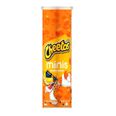 Minis Cheetos Cheddar canister front with crunchy cheese bites for on-the-go snacking.