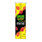 Minis Funyuns Flamin' Hot mini canister front view, convenient on-the-go snack