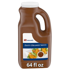 MINOR'S Zesty Orange Sauce bottle pour shows ready-to-use glaze in action