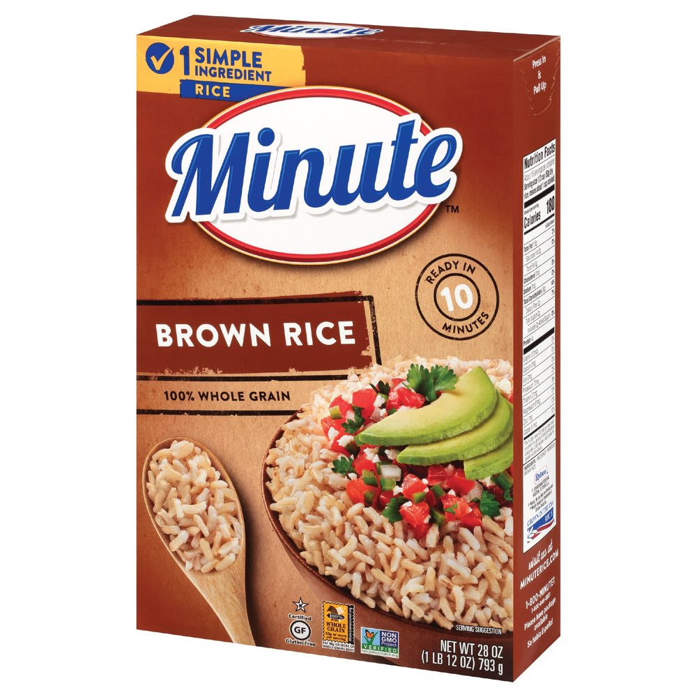 Minute Brown Rice box microwave-ready for quick meals.