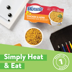 Minute Ready-to-Serve chicken herb rice ingredients with carrot, onion, and garlic