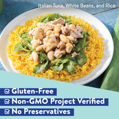 Minute yellow rice served as a quick side with chicken and vegetables
