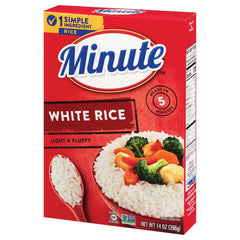 Minute White Rice box on kitchen counter ready for a quick meal.