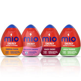 Mio Energy Tropical Fusion bottle being squeezed into water for a quick pick-me-up.