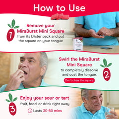 MiraBurst Mini Squares with lemons and water for a refreshing, sugar-free taste twist.