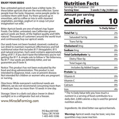 California-grown Miracle Farming apricot seeds in raw and non-GMO form.