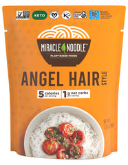 Miracle Noodle angel hair ready-to-eat 6-pack, a convenient low-calorie pasta option.