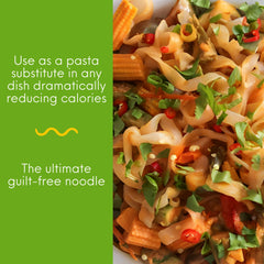 Miracle Noodle Fettuccine Konjac in sauce absorbs flavors without adding calories or fat.