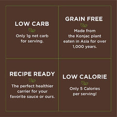 Miracle Noodle Fettuccine Konjac packaging highlights six-pack value and gluten-free status.