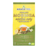 Miracle Tree Moringa Energy Tea pack with green-ginger-lemon flavor for a refreshing boost.