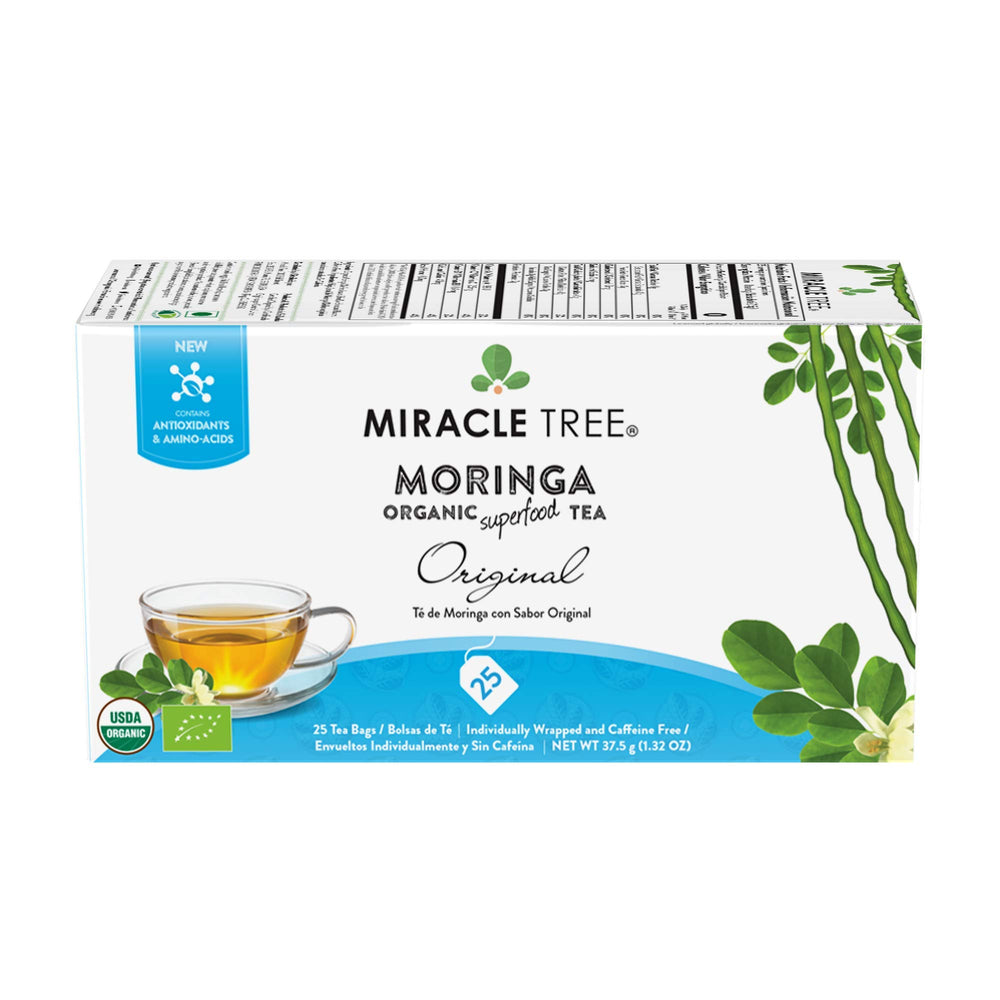 Miracle Tree Moringa Tea box front — premium organic wellness for daily rituals.