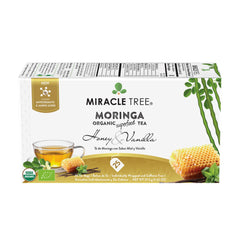 Miracle Tree Organic Moringa Tea Bags displayed for a caffeine-free ritual
